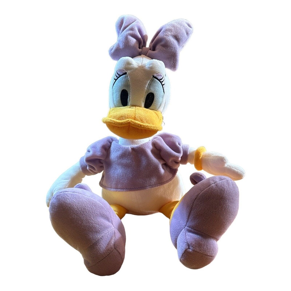 DISNEY Store Authentic Daisy Duck Plush Stuffed Animal Doll 18" Lavender